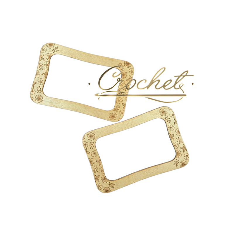 DREWNIANE USZY DO TOREBKI – CROCHET – PROSTOKĄT KWIATY JASNY DĄB DREWNIANE USZY DO TOREBKI - CROCHET - PROSTOKĄT KWIATY JASNY DĄB - obrazek 3