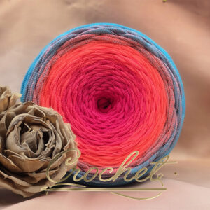 SZNUREK OMBRE POLIESTROWY 5mm – PŁASKI – AZZURRO NEON 245m CROCHET