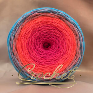 SZNUREK OMBRE POLIESTROWY 5mm – PŁASKI – AZZURRO NEON 245m CROCHET