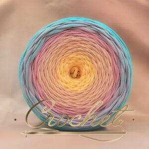 SZNUREK OMBRE POLIESTROWY 5mm – PŁASKI – PASTEL LAGOON 255m CROCHET