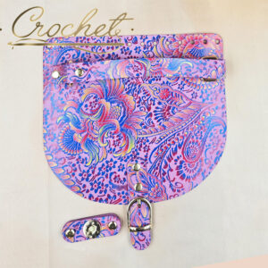 KLAPKA DO TOREBKI WZORKI – CROCHET – 20x18cm RĄCZKA CHABROWO CZERWONY PRINT OKUCIA SREBRNE IT4 – ORCHID EDITION