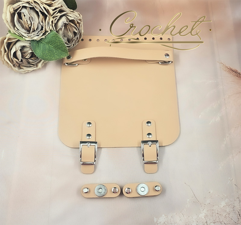 KLAPKA DO TOREBKI SKÓRZANA – CROCHET – 20x21cm RĄCZKA + 2 PASECZKI JASNY CAMEL OKUCIA SREBRNE IT3 Klapka do torebki skórzana 20x21 klapka z rączką jasny camel