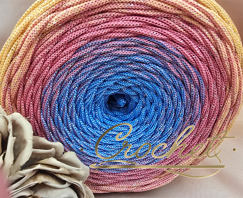 SZNUREK OMBRE POLIESTROWY 5mm – PŁASKI – CANDY GLOW + BŁYSZCZĄCA NIĆ 220m CROCHET SZNUREK OMBRE POLIESTROWY 5mm - PŁASKI - CANDY GLOW + BŁYSZCZĄCA NIĆ 220m CROCHET - obrazek 2