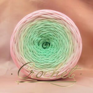 SZNUREK OMBRE POLIESTROWY 5mm – PŁASKI – ROSA MENTA 255m CROCHET