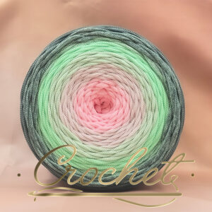 SZNUREK OMBRE POLIESTROWY 5mm – PŁASKI – MELONE PASTELLO 250m – CROCHET