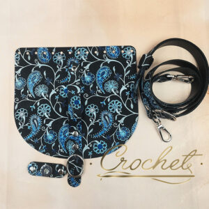 ZESTAW SKÓRZANY OZDOBNE WZORKI – CROCHET MATCH/CZARNY – 20x18cm PASECZEK LODOWY OGRÓD OKUCIA SREBRNE IT – GLAMOUR EDITION  !!!LIMITOWANY EGZEMPLARZ!!!