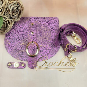 ZESTAW SKÓRZANY OZDOBNE WZORKI – CROCHET – 20x18cm KLAMRA ZŁOTY PRINT OKUCIA ZŁOTE IT zestaw 2 – ORCHID EDITION