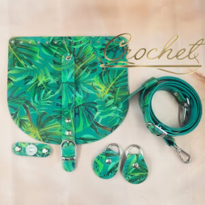 ZESTAW SKÓRZANY OZDOBNE WZORKI – CROCHET MATCH/LAGUNA – 20x18cm PASECZEK MONSTERA OKUCIA SREBRNE IT4 – LAGOON EDITION