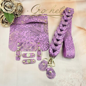 ZESTAW SKÓRZANY DO TOREBKI – CROCHET – 20x21cm ZŁOTY PRINT OKUCIA ZŁOTE IT – ORCHID EDITION