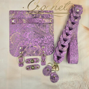 ZESTAW SKÓRZANY DO TOREBKI – CROCHET – 20x21cm ZŁOTY PRINT OKUCIA ZŁOTE IT – ORCHID EDITION