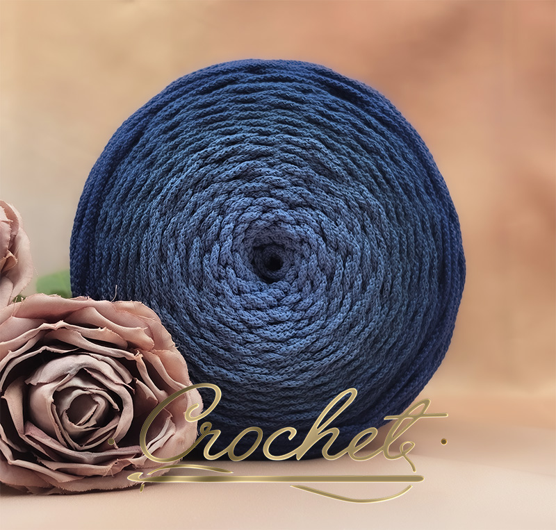 SZNUREK OMBRE POLIESTROWY 3mm – OKRĄGŁY – DENIM OMBRE (3O) 330m CROCHET sznurek poliestrowy okrągły pleciony ombre jasny jeans jeans ciemny jeans denim ombre