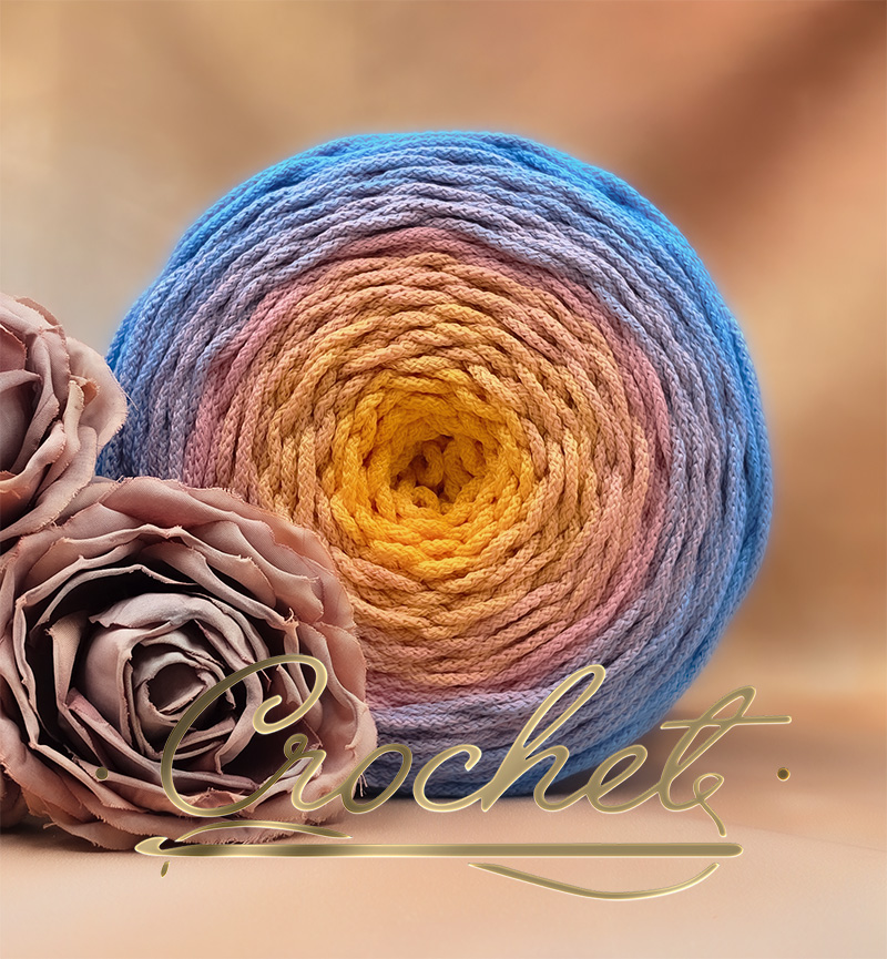 SZNUREK OMBRE POLIESTROWY 3mm – OKRĄGŁY – FIORI PASTELLO (3O) 275m CROCHET !!!3xłączenie + krótszy zew. kolor NIE PRZESZKADZA W ROBÓTCE!!! sznurek poliestrowy okrągły pleciony ombre fiori pastello herbaciany róż zawilec niebieski