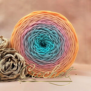 SZNUREK OMBRE POLIESTROWY 3mm – OKRĄGŁY – KWIATOWA LAGUNA (3O) 290m CROCHET