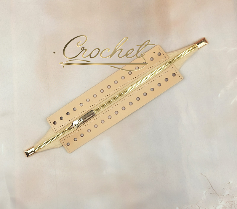BAZA Z ZAMKIEM SKÓRZANA – ZAMEK CROCHET – 30cm JASNY CAMEL OKUCIA ZŁOTE IT METALOWE KOŃCÓWKI BAZA Z ZAMKIEM SKÓRZANA - ZAMEK CROCHET - 30cm JASNY CAMEL OKUCIA ZŁOTE IT METALOWE KOŃCÓWKI - obrazek 2